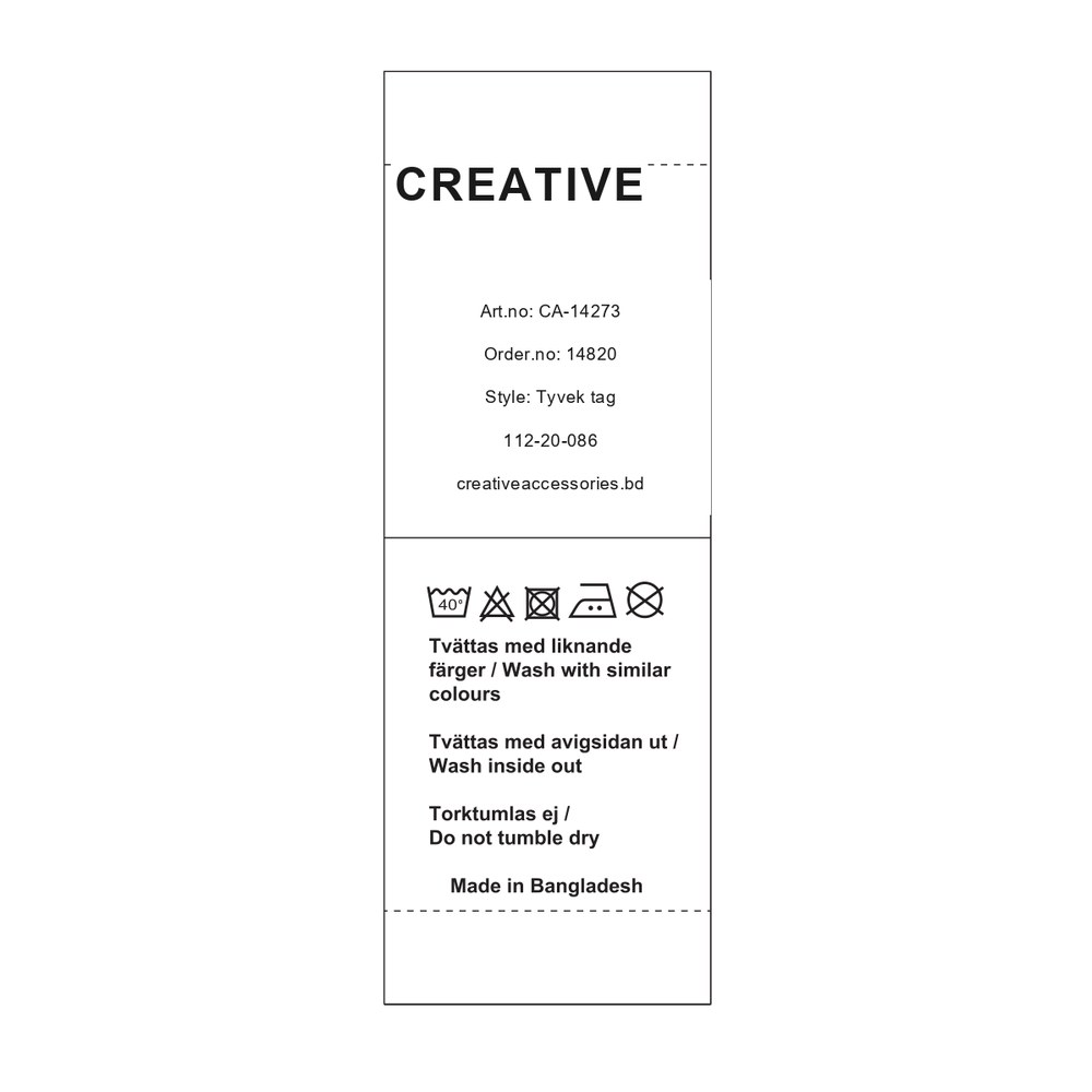 Tyvek printed label manufactured by Creative Accessories