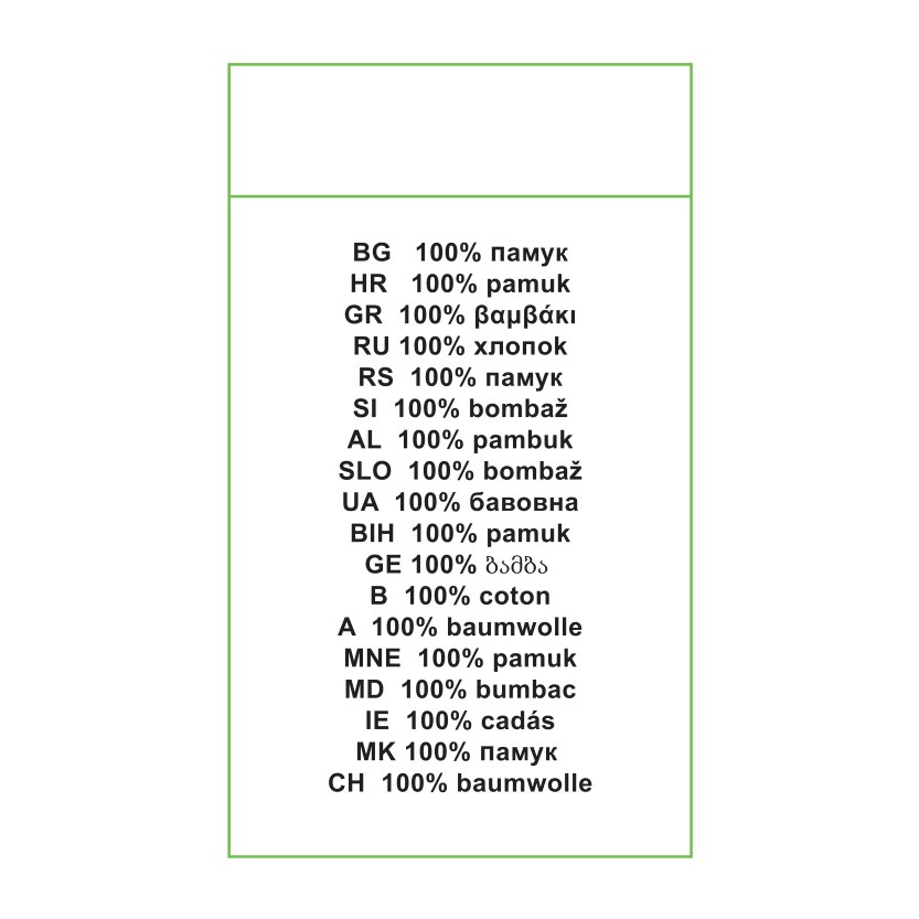 Composition label manufactured by Creative Accessories